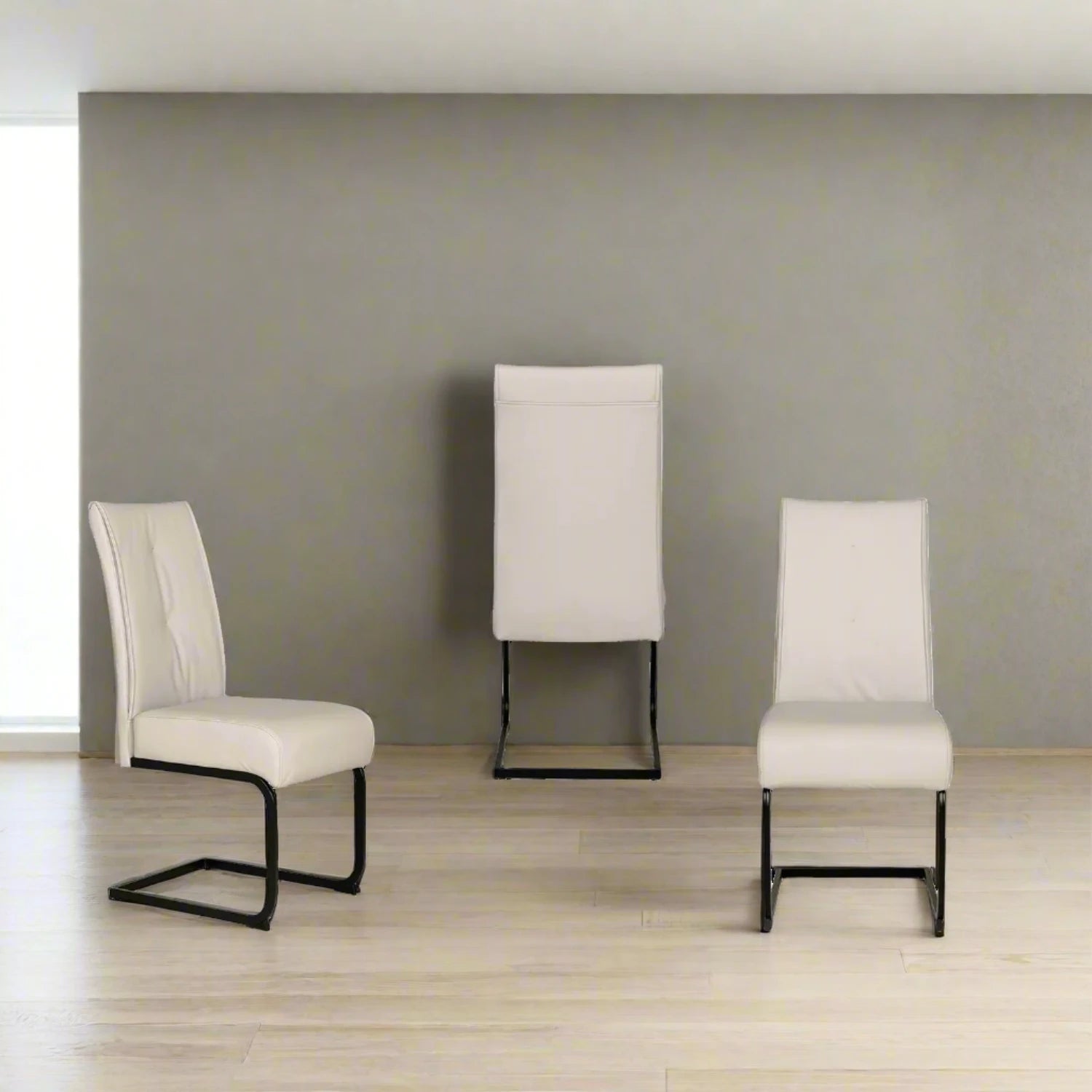 Set of 4 Delta Natural Dining Chairs with Black Legs - Pendle Village Furniture