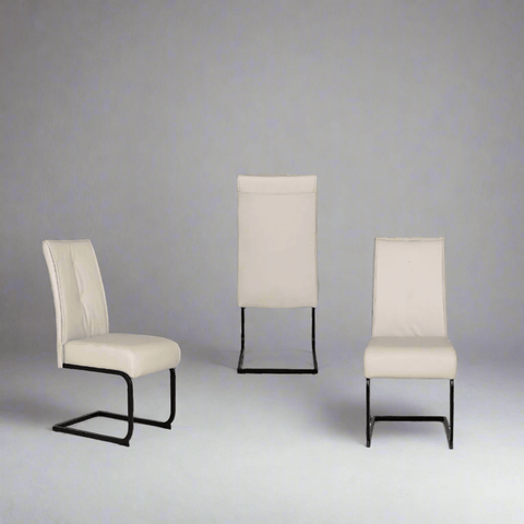 Set of 4 Delta Natural Dining Chairs with Black Legs - Pendle Village Furniture