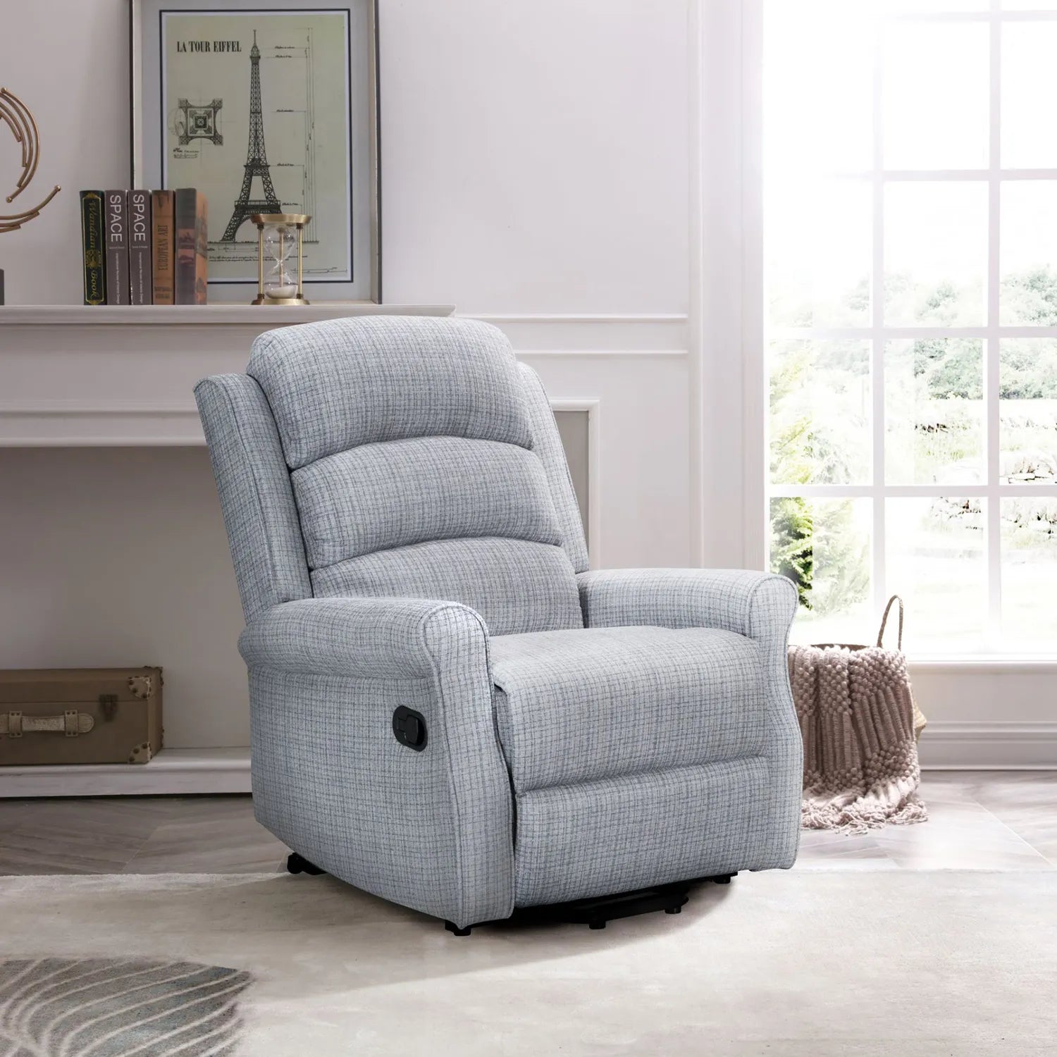 Daxter Grey Chenille Manual Recliner Armchair - Pendle Village Furniture