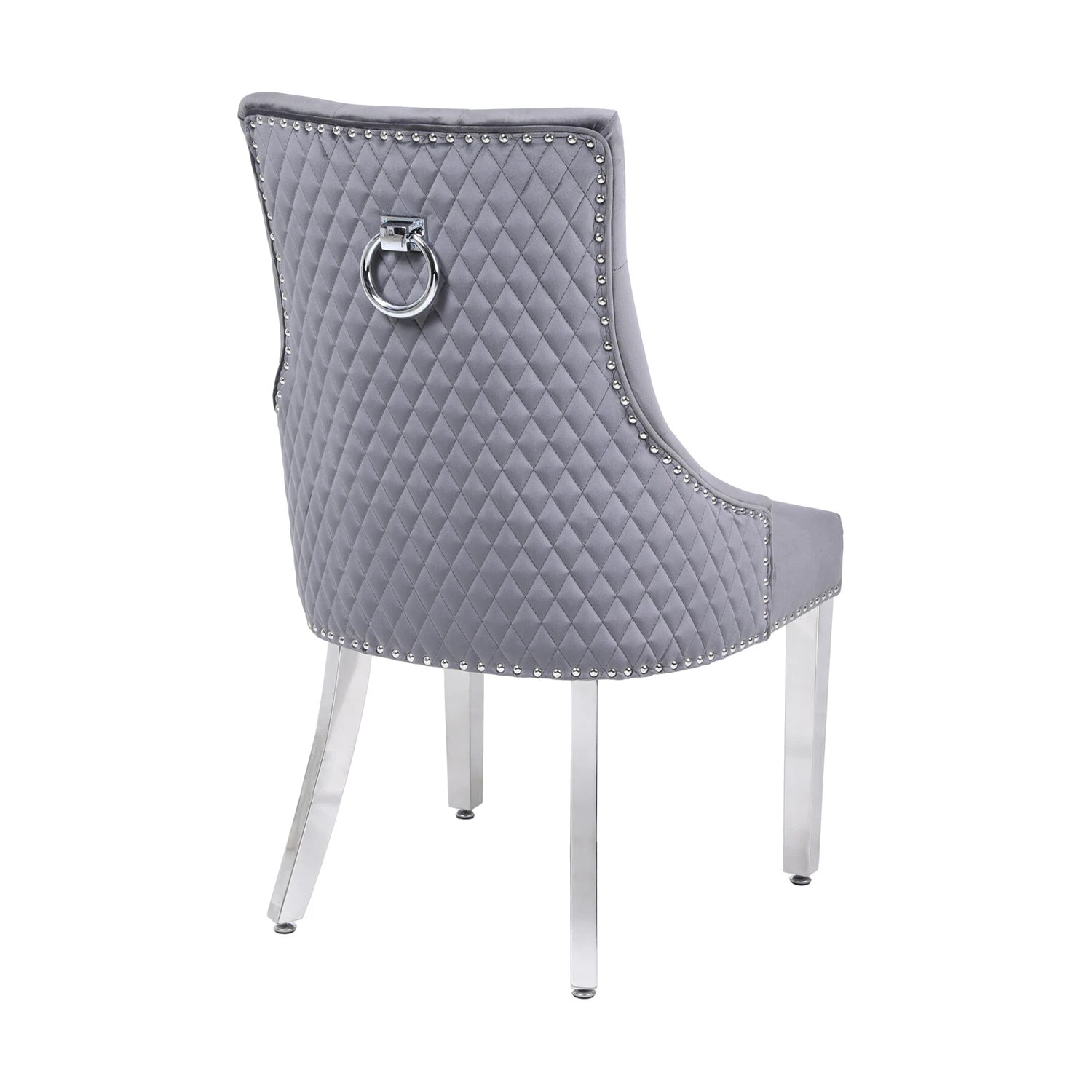 Marbella Grey Marble Dining Table with Light Grey Velvet Dining Chairs - Pendle Village Furniture
