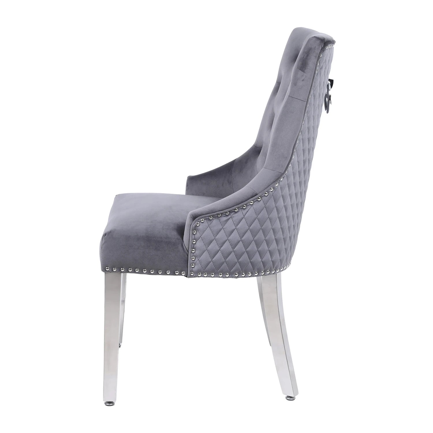 Marbella Grey Marble Dining Table with Light Grey Velvet Dining Chairs - Pendle Village Furniture