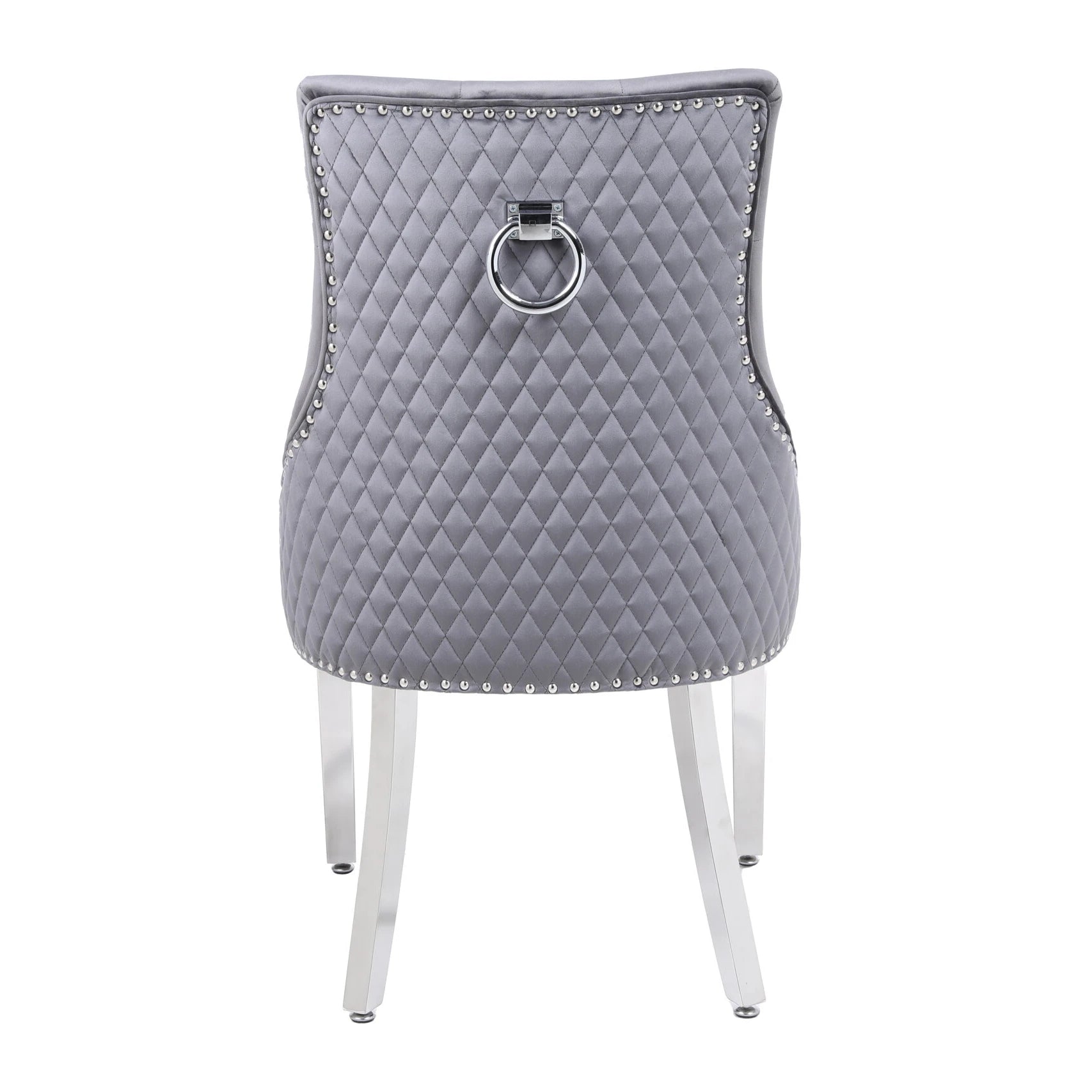 Marbella Grey Marble Dining Table with Light Grey Velvet Dining Chairs - Pendle Village Furniture