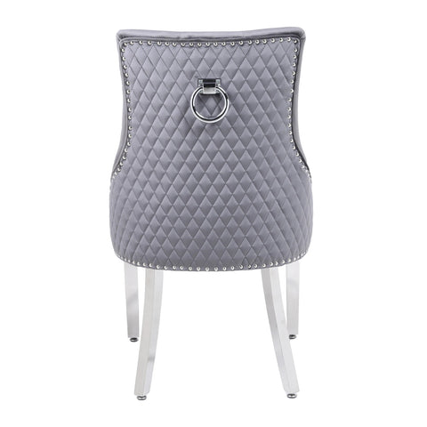 Marbella Grey Marble Dining Table with Light Grey Velvet Dining Chairs - Pendle Village Furniture