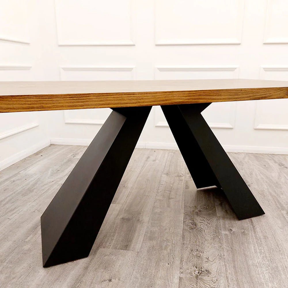 Edmunds Solid Wood Top & Black Pedestal Base Dining Table - Pendle Village Furniture