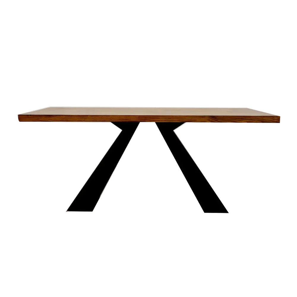 Discover sophistication and durability with the Edmunds Solid Wood Top & Black Pedestal Base Dining Table Set. Elevate your dining experience with a 180cm table, comfortably seating 6-8 guests. The industrial Scandinavian design, coupled with the Bentley Chair featuring Black Metal details, brings modern elegance. Enjoy features like a solid wood top, floor protection, and UK Fire Resistant Tested materials. Upgrade your dining space with style and quality that stands the test of time. - 007