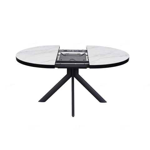 Delta White Round to Oval Extending Dining Table - Pendle Village Furniture