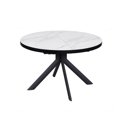 Delta White Round to Oval Extending Dining Table - Pendle Village Furniture