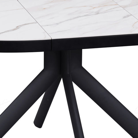 Delta White Round to Oval Extending Dining Table - Pendle Village Furniture