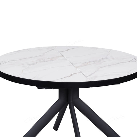 Delta White Round to Oval Extending Dining Table - Pendle Village Furniture