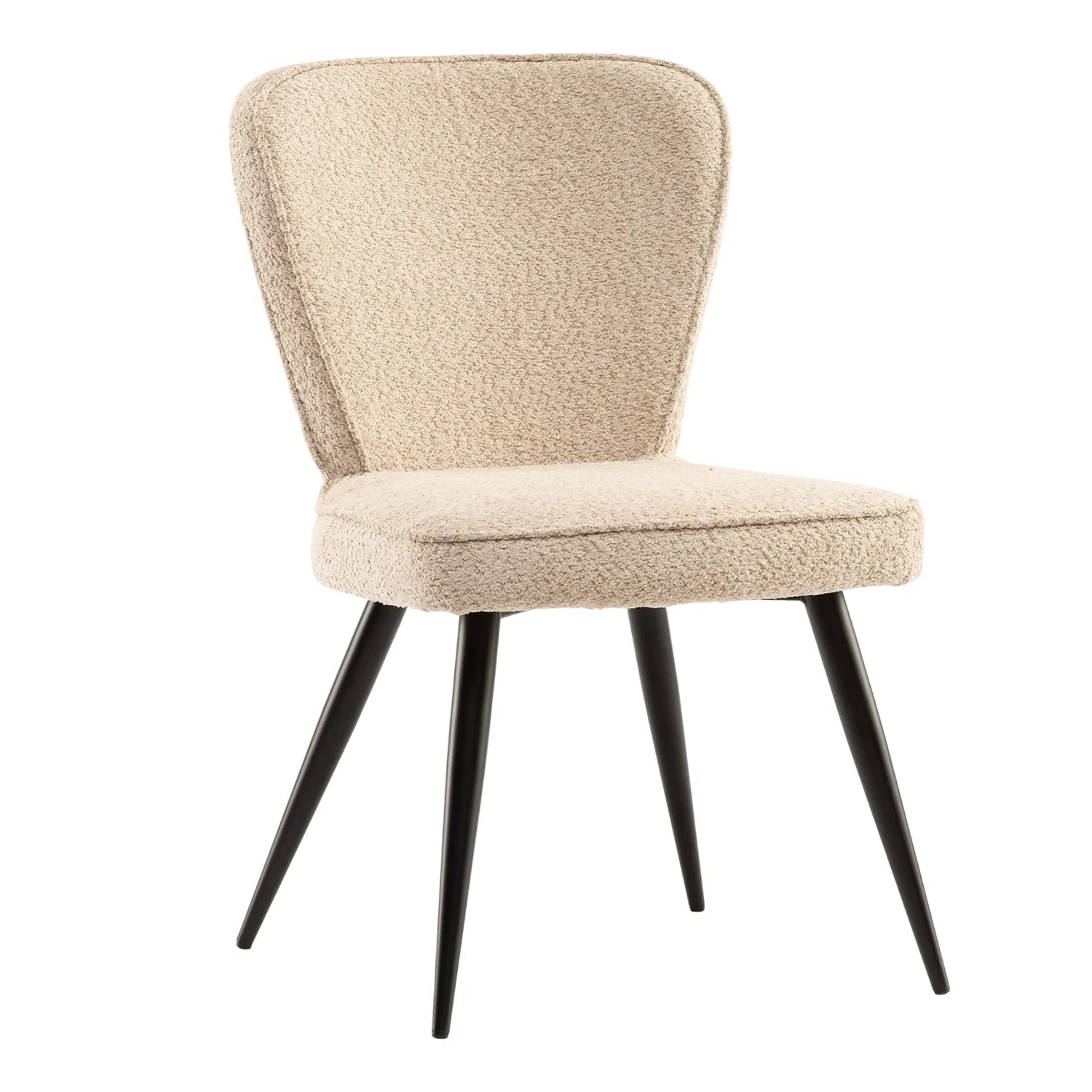Daisy Bouclé Fabric Dining Chair in Linen and Olive – Set of 4 - Pendle Village Furniture