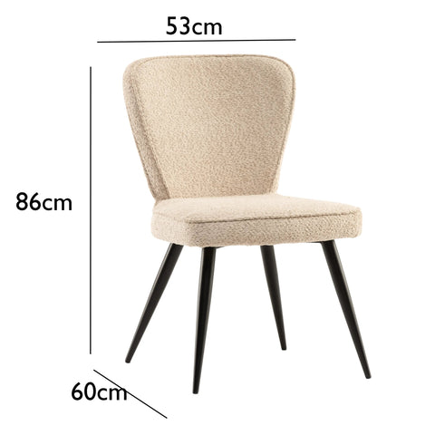Daisy Bouclé Fabric Dining Chair in Linen and Olive – Set of 4 - Pendle Village Furniture