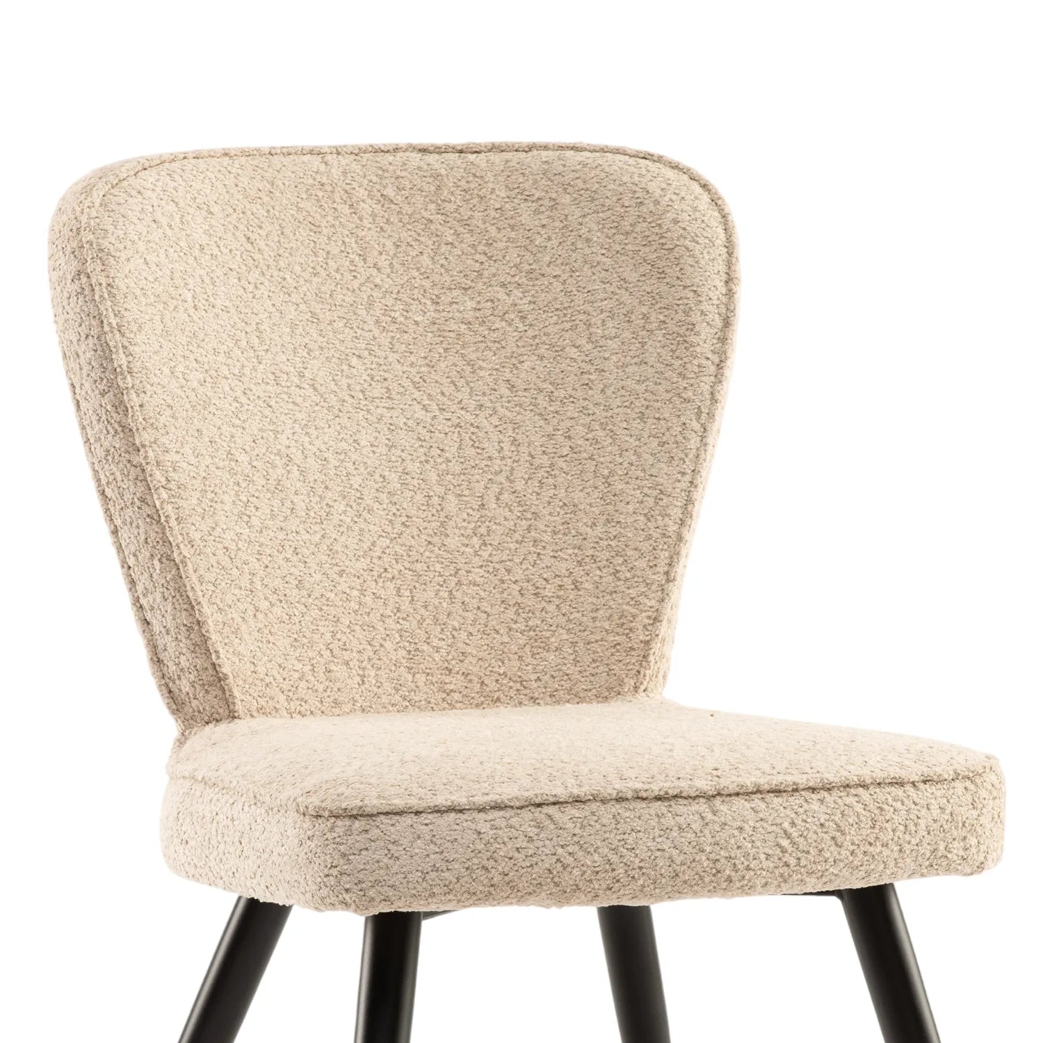 Daisy Bouclé Fabric Dining Chair in Linen and Olive – Set of 4 - Pendle Village Furniture