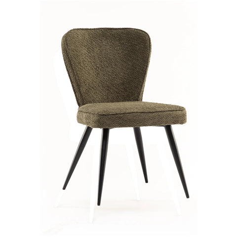 Daisy Bouclé Fabric Dining Chair in Linen and Olive – Set of 4 - Pendle Village Furniture