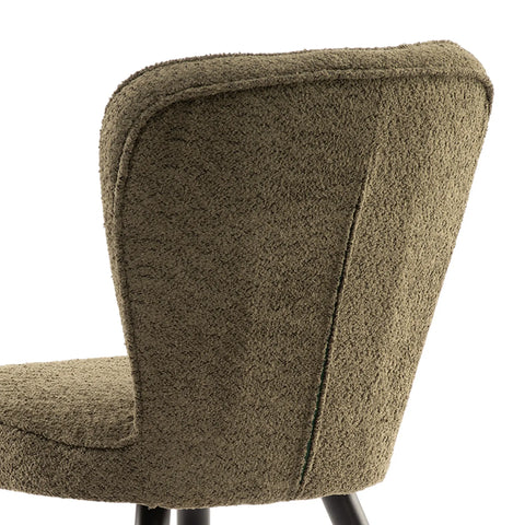 Daisy Bouclé Fabric Dining Chair in Linen and Olive – Set of 4 - Pendle Village Furniture