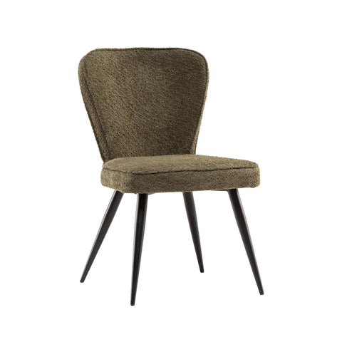 Daisy Bouclé Fabric Dining Chair in Linen and Olive – Set of 4 - Pendle Village Furniture