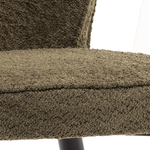 Daisy Bouclé Fabric Dining Chair in Linen and Olive – Set of 4 - Pendle Village Furniture