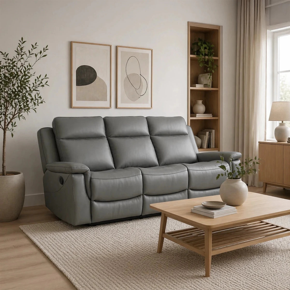 Dallas Top Grain Leather 3 Seater Reclining Sofa