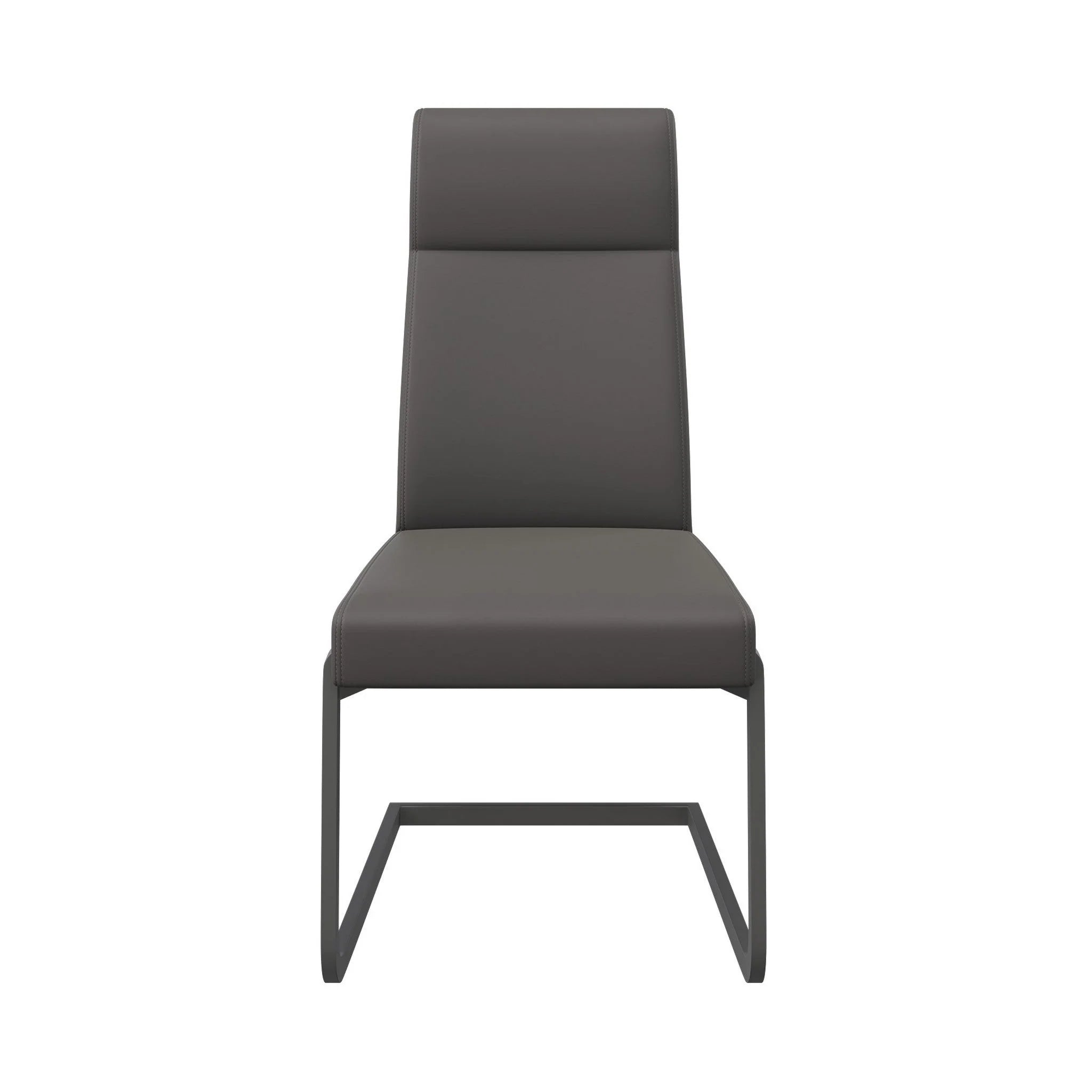 Merlin Faux Leather Grey Dining Chair with Grey Legs, also available in Taupe. Taupe, Grey, Black and White Chairs with Chrome Legs also available-Main-Front-Image