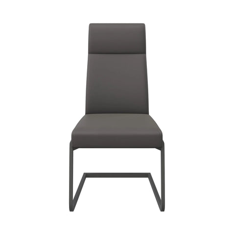 Merlin Faux Leather Grey Dining Chair with Grey Legs, also available in Taupe. Taupe, Grey, Black and White Chairs with Chrome Legs also available-Main-Front-Image