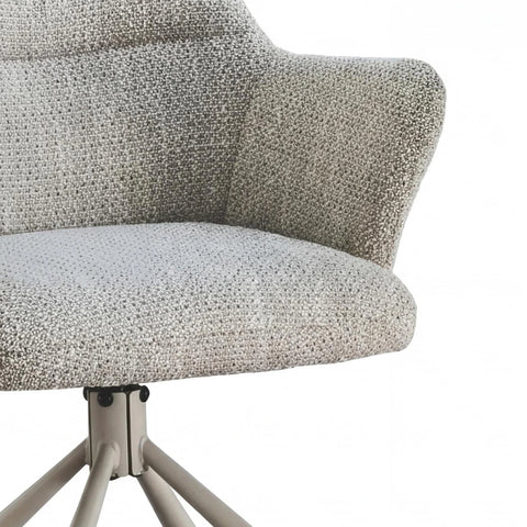 Davos Ivory Travertine Ceramic Extending Dining Table with Grey Swivel Chairs
