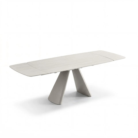 Davos Ivory Travertine Ceramic Extending Dining Table 160–240cm