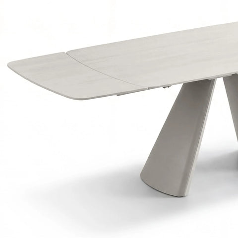 Davos Ivory Travertine Ceramic Extending Dining Table 160–240cm