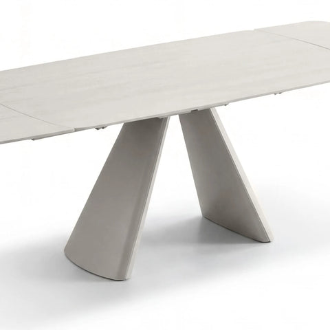 Davos Ivory Travertine Ceramic Extending Dining Table 160–240cm