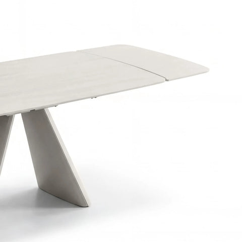 Davos Ivory Travertine Ceramic Extending Dining Table 160–240cm