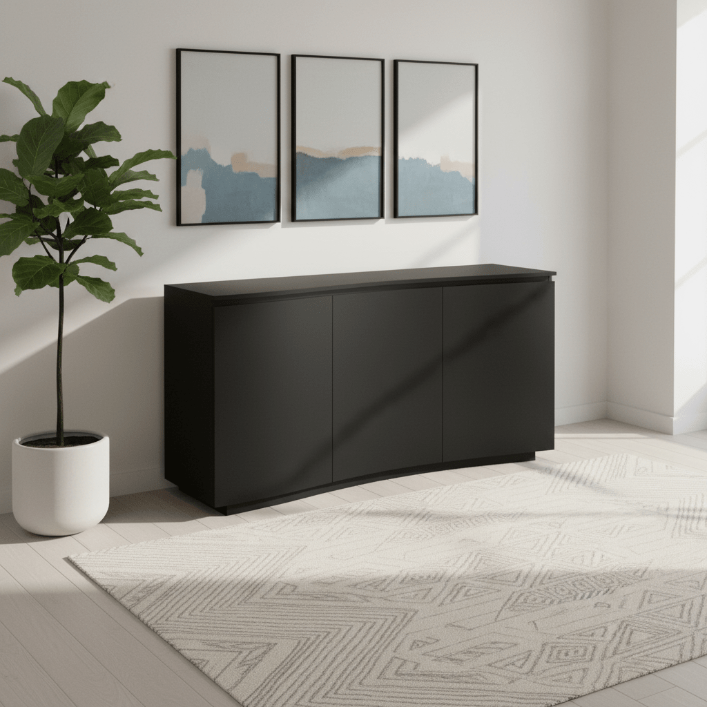 Delta 3 Door Charcoal Sideboard With LED Light