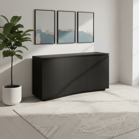 Delta 3 Door Charcoal Sideboard With LED Light