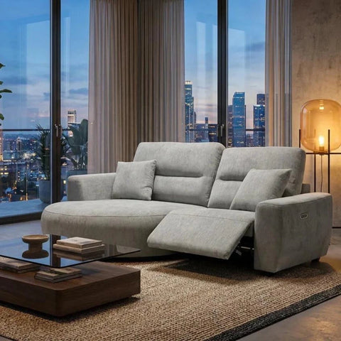 Modern L shape sofa with premium fabric finish.