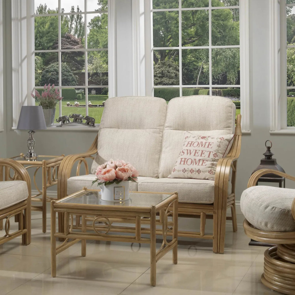 Madrid Light Oak Cane 2 Seater Sofa - Pendle Village Furniture