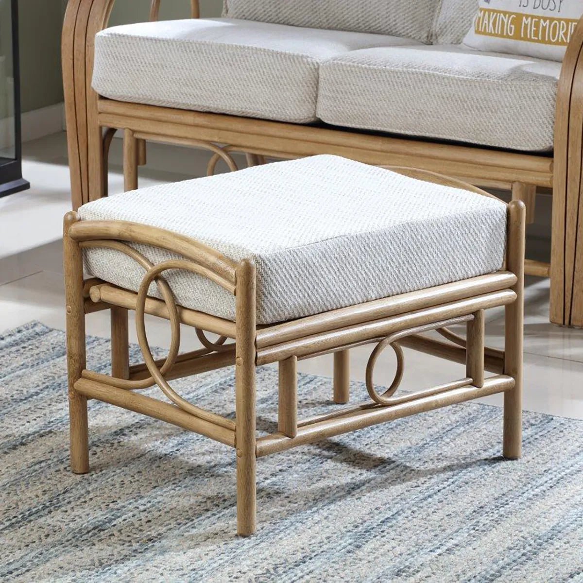 Madrid Light Oak Cane Footstool - Pendle Village Furniture