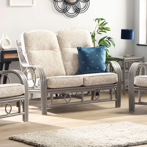 Madrid Grey Wash Cane 2 Seater Sofa
