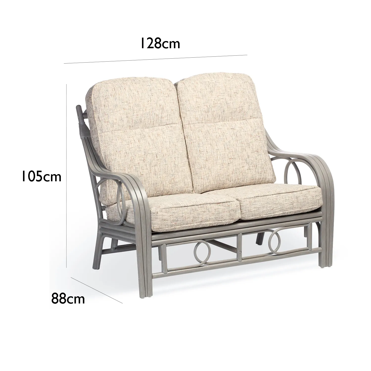 Madrid Grey Wash Cane 2 Seater Sofa
