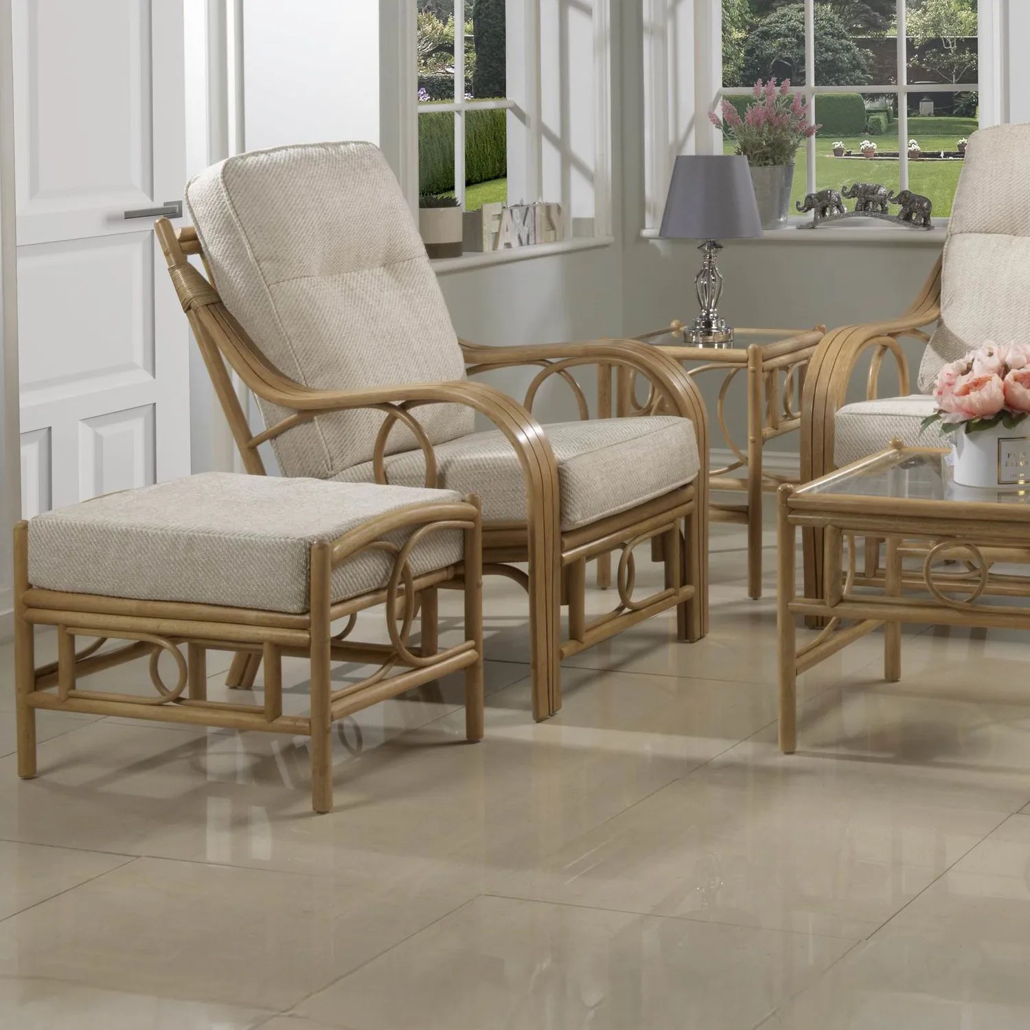 Madrid Light Oak Cane Lamp Table - Pendle Village Furniture