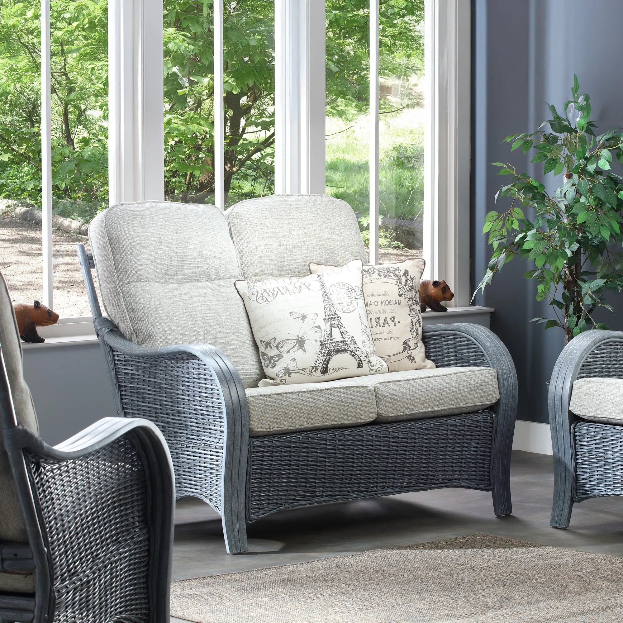 Desser Turin Grey Rattan Footstool, Pair with the matching 3 Seater, 2 Seater, Swivel Rocker, Swivel Chair and Armchair. Customise your footstool by choosing from various fabrics and Grey or Oak frame - 