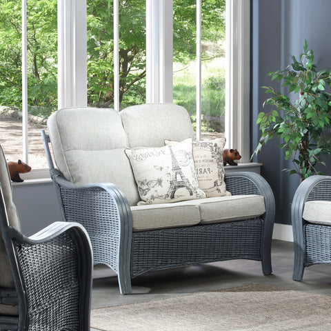 Desser Turin Grey Rattan Footstool, Pair with the matching 3 Seater, 2 Seater, Swivel Rocker, Swivel Chair and Armchair. Customise your footstool by choosing from various fabrics and Grey or Oak frame - 