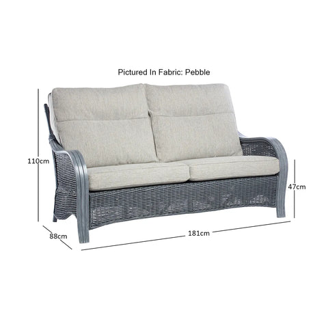 Desser Turin Rattan Striped 3 Seater Sofa in Duke Grey - Pendle Village Furniture