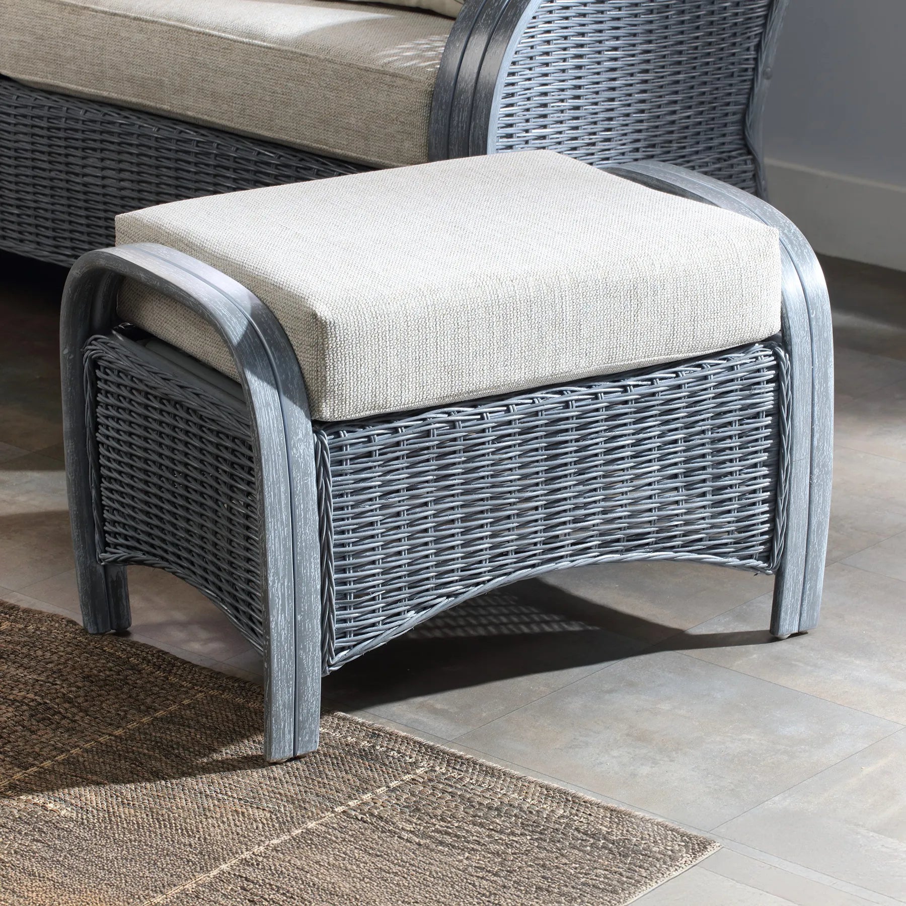Desser Turin Grey Rattan Footstool - Pendle Village Furniture