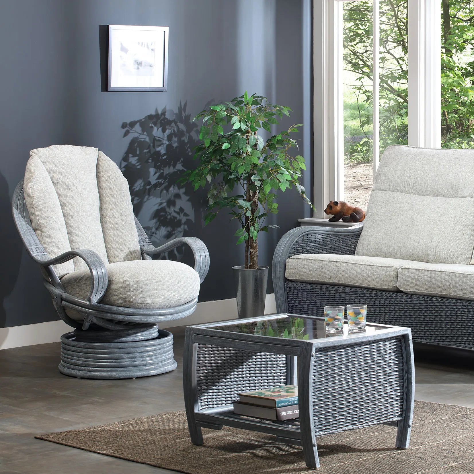 Desser Turin Grey Rattan Swivel Rocker - Pendle Village Furniture