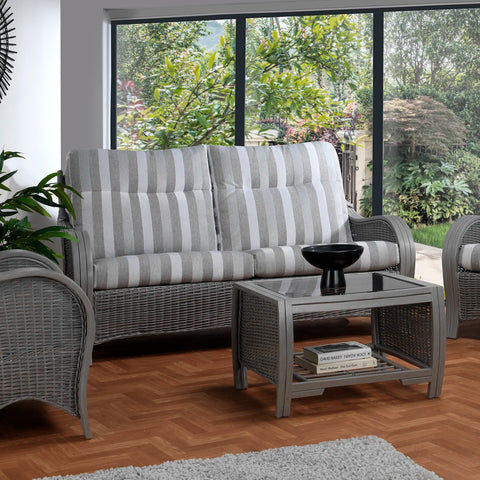Desser Turin Rattan Striped 3 Seater Sofa in Duke Grey - Pendle Village Furniture