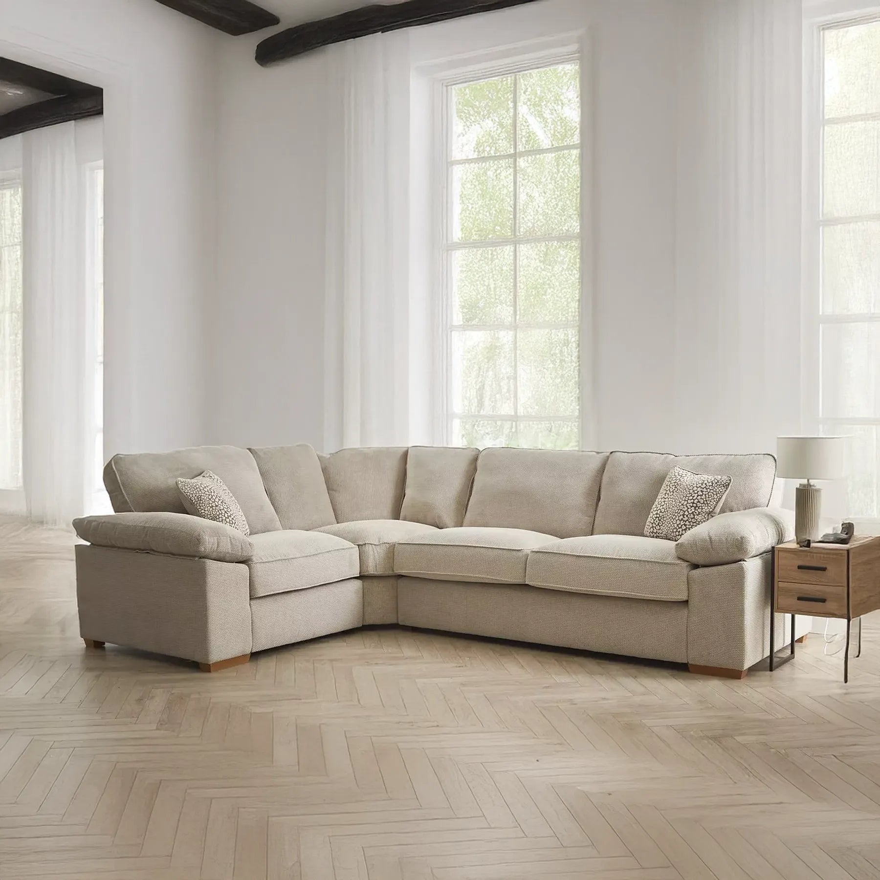 Dexter Rich Fabric Upholstered Corner Sofa