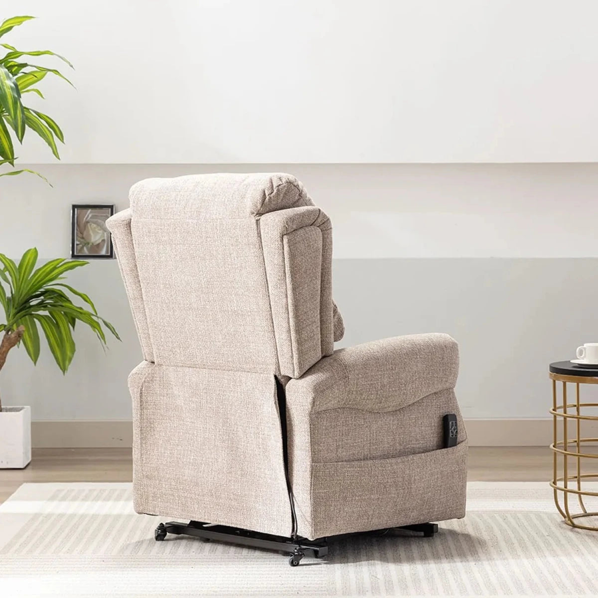 Back View of Dorchester Fabric Dual Motor Rise and Recline Chair