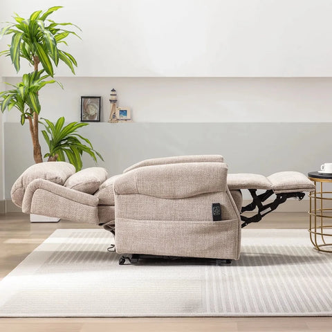 Dorchester Fabric Dual Motor Rise and Recline Chair in reclining position