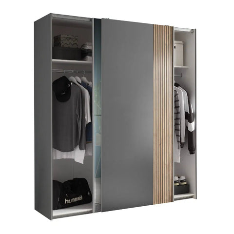 Dorset Grey Sliding 2 Door Mirrored Wardrobe 170cm