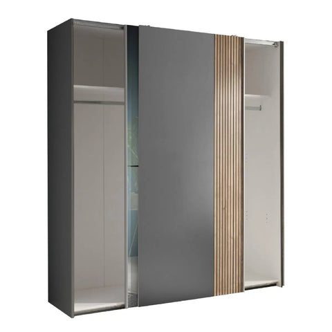 Dorset Grey Sliding 2 Door Mirrored Wardrobe 170cm