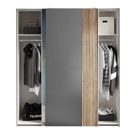 Dorset Grey Sliding 2 Door Mirrored Wardrobe 170cm