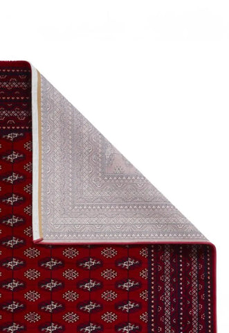 Dubai 62096 Traditional Patterned Border Rugs in Red - Back of Rug