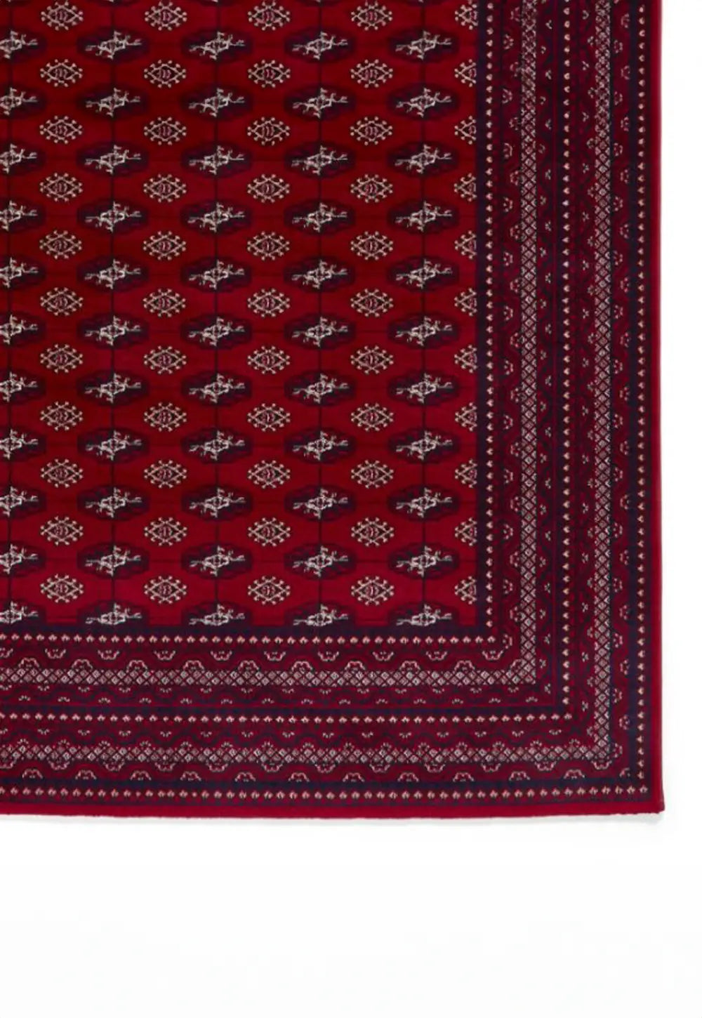 Dubai 62096 Traditional Patterned Border Rugs in Red - Pattern Detail 